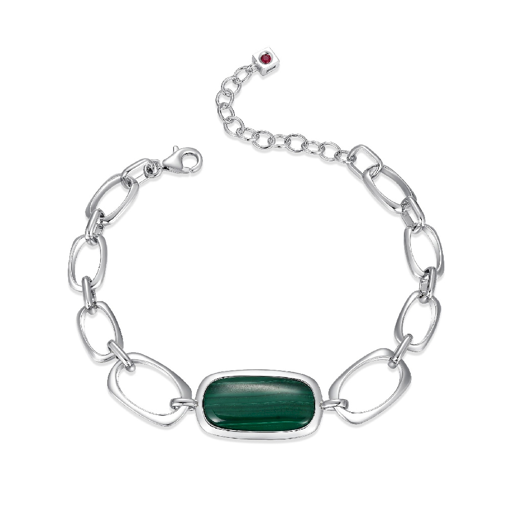 Bracelet argent rhodié, malachite - R1LAPA304Q - Elle