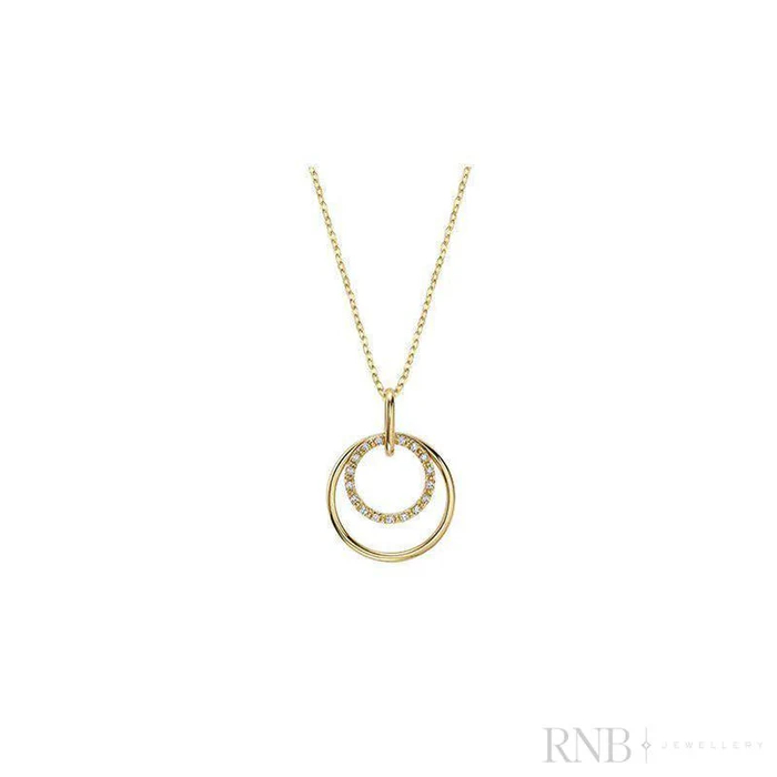 Pendentif cercles, or jaune 10 carats, 5 points de diamant total - 09-0410SE2Y - Rnb
