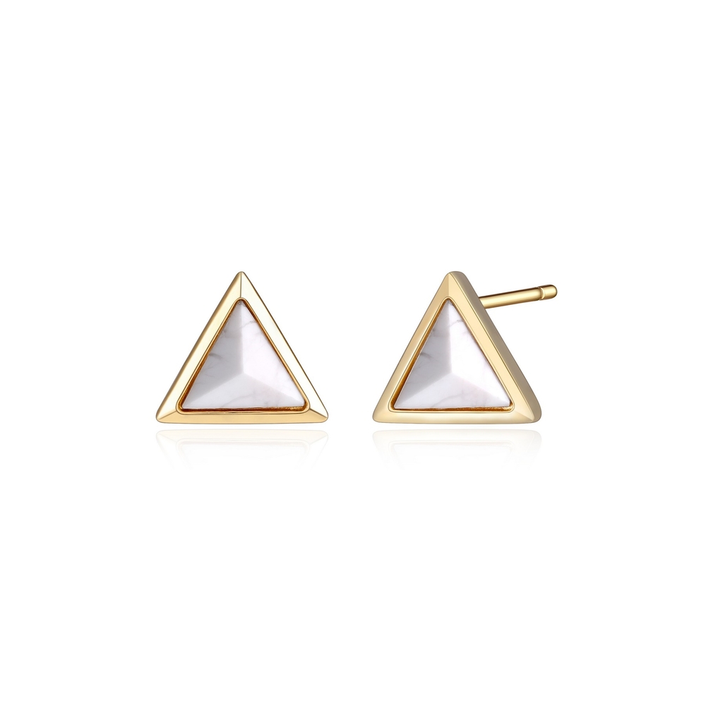 Bo fixes triangulaires, argent doré, howlite - 32LCHD9758 - Elle