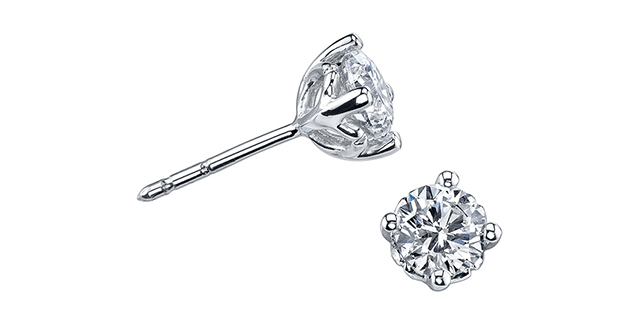 Boucles d’oreilles fixes or blanc 30 points de diamants