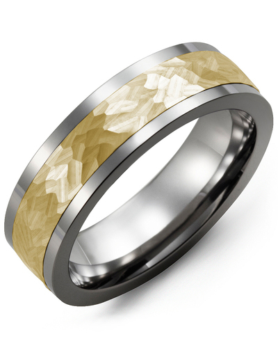 Jonc tungstène, or jaune 10 carats, 7 millimètres - MBE710TY - Madani