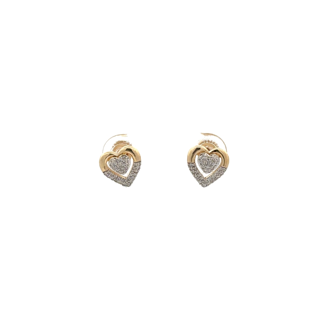 Boucles d'oreilles fixes coeurs, or jaune 10 carats, 20 points de diamant total - SKE45185-20 - Exclusivités