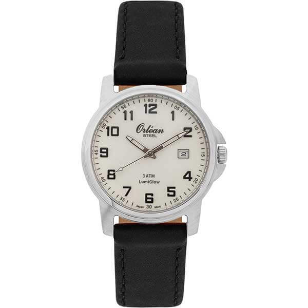 Montre cuir noir, acier inoxydable - ME3191-LTR - Orlean