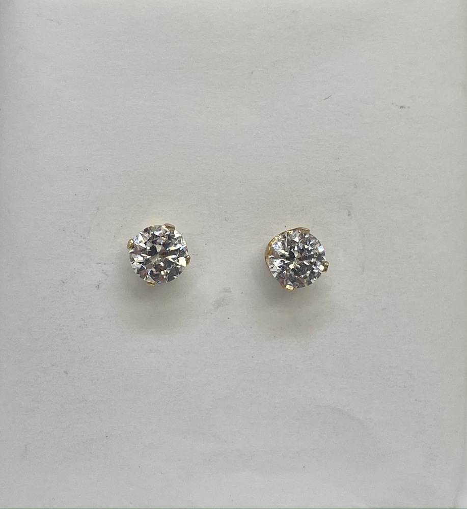 Boucles d'oreilles fixes or jaune 14 carats, zircons de 75 points total - 12-1-75-C - Exclusivités