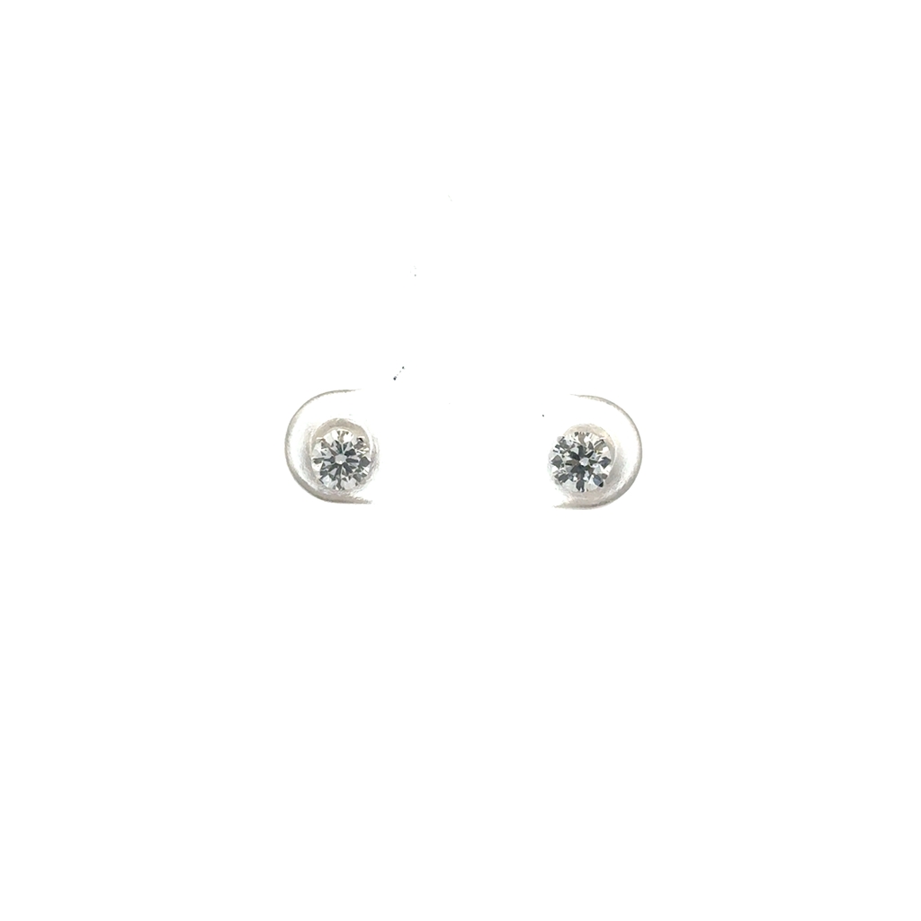 Boucles d'oreilles fixes vissées or blanc 10 carats, 50 points de diamant de laboratoire total, VS/EF, certificat