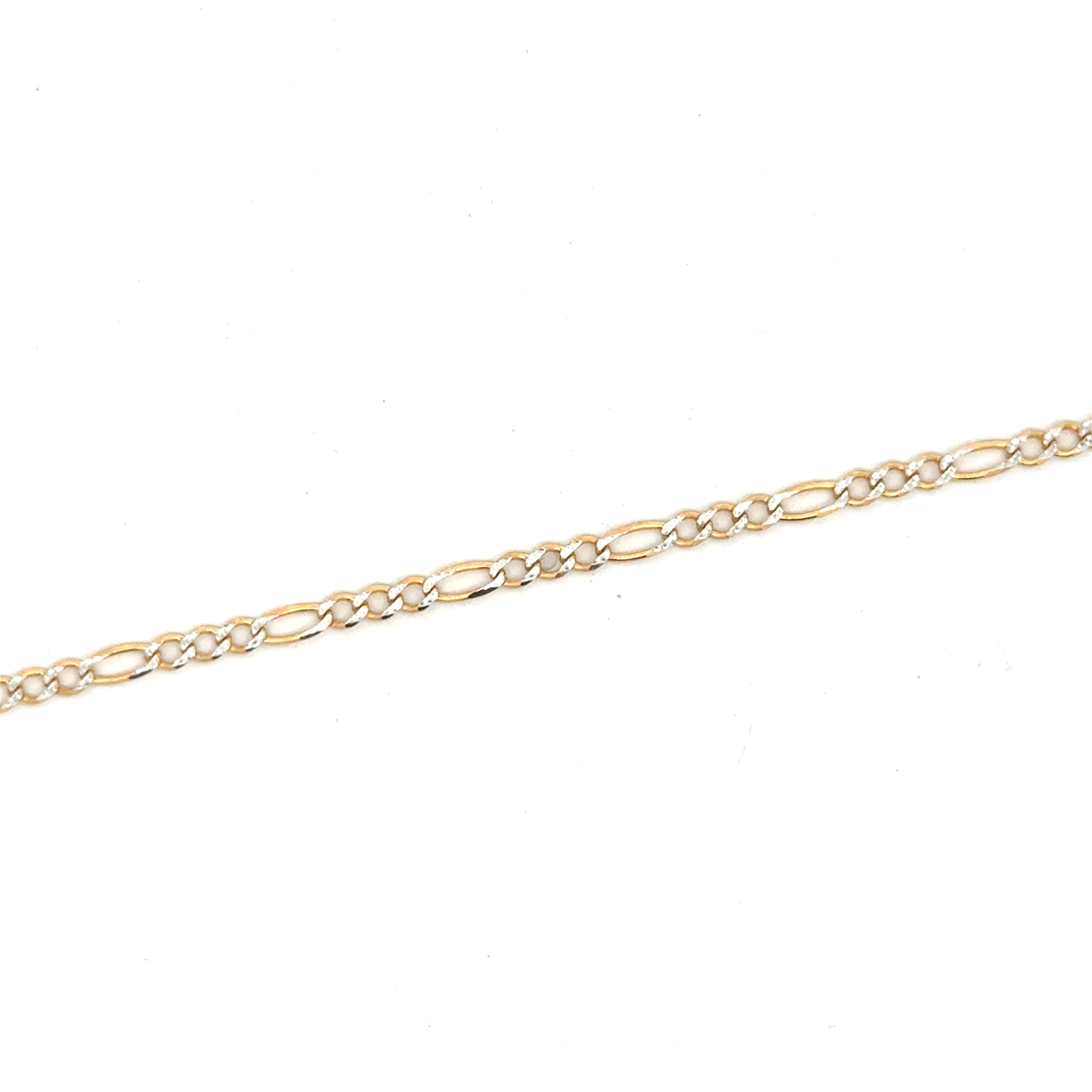 Chaîne de cheville figaro, or 2 tons (jaune et blanc) 10 carats