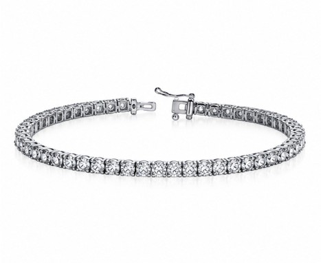 Bracelet en or blanc 14 carats avec 500 points de diamants de laboratoire au total, certificat