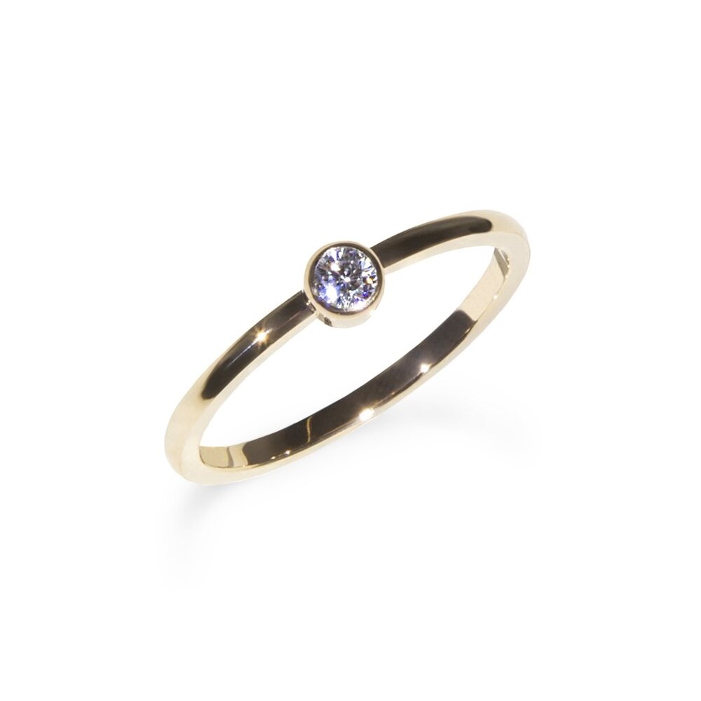 Bague acier doré, zircon - T220R001DO-5 - Mia