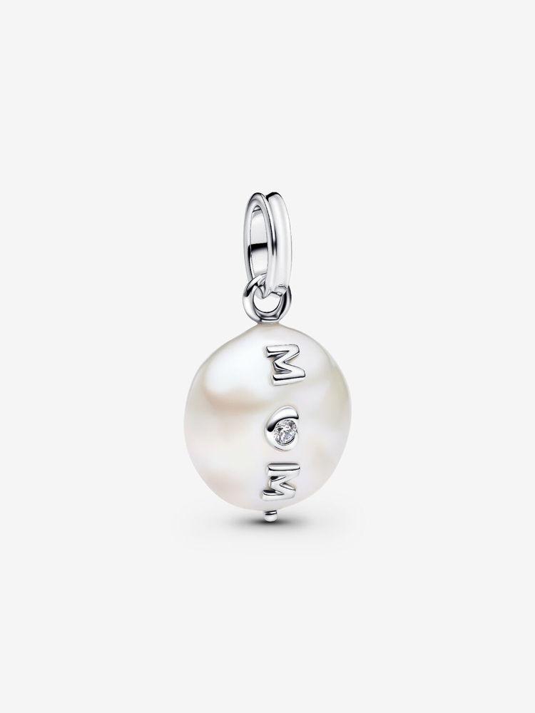 Bille maman, argent, perle baroque, zircon incolore - 793783C01 - Pandora