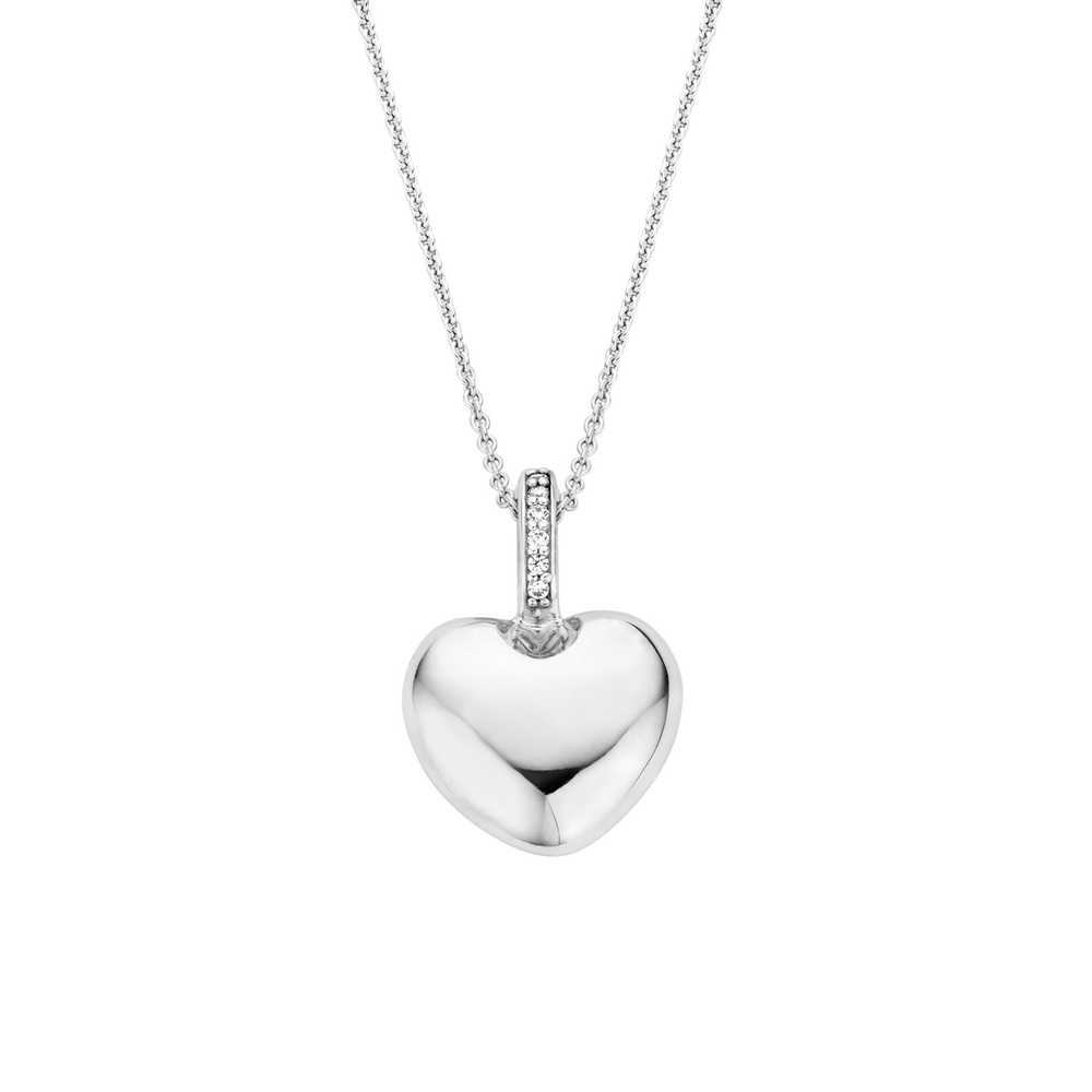 Pendentif coeur, argent rhodié, zircons incolores - 6745SI - Ti Sento