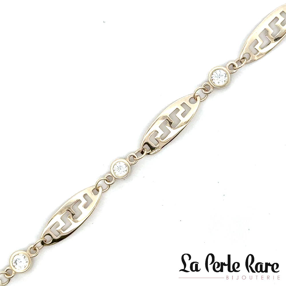 Bracelet de style Versace, or jaune 10 carats, zircons incolores - BDSHP01-3201-J - Exclusivités