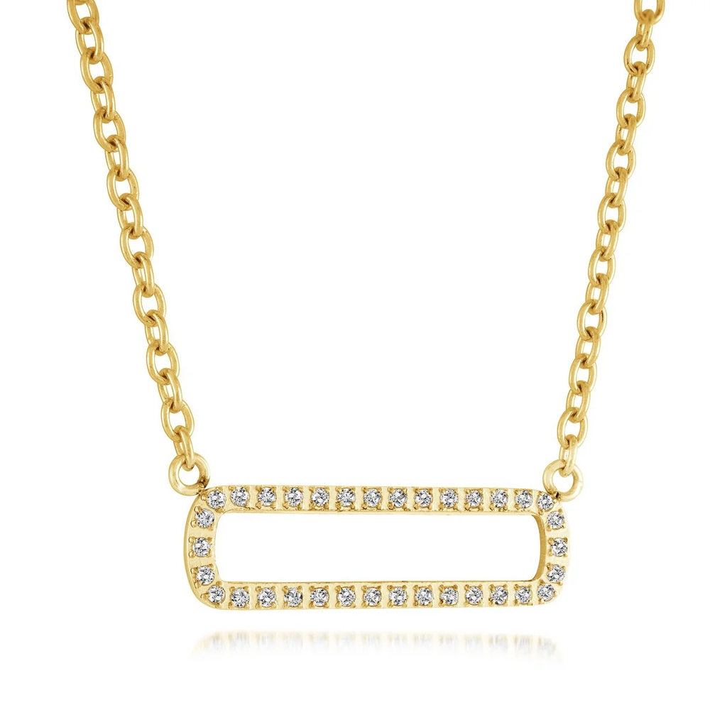 Collier acier inoxydable doré, zircons incolores - SWP52 - Italgem Steel