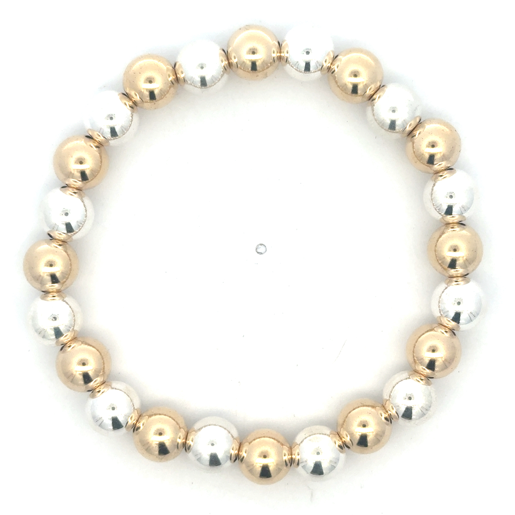Bracelet extensible, métal doublé d'or 14 carats, argent, 8 millimètres