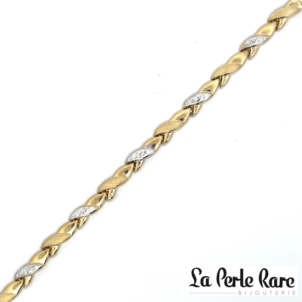 Bracelet or 2 tons (jaune et blanc) 10 carats - LPR-2844-7 - Exclusivités