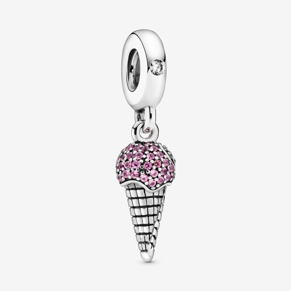 Bille pavé cornet de crème glacée, saphir rose, cz incolores