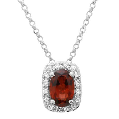 Pendentif or blanc, grenat 61 pts, 8 pts dia tot