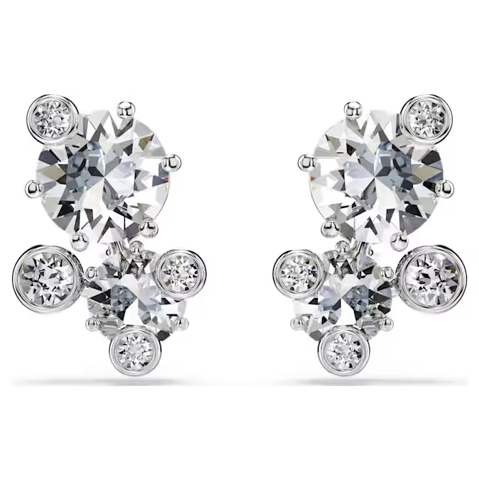 Boucles d'oreilles fixes métal finition rhodium, cristaux incolores - 5732253 - Swarovski