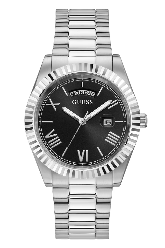 Montre GUESS acier, fond noir