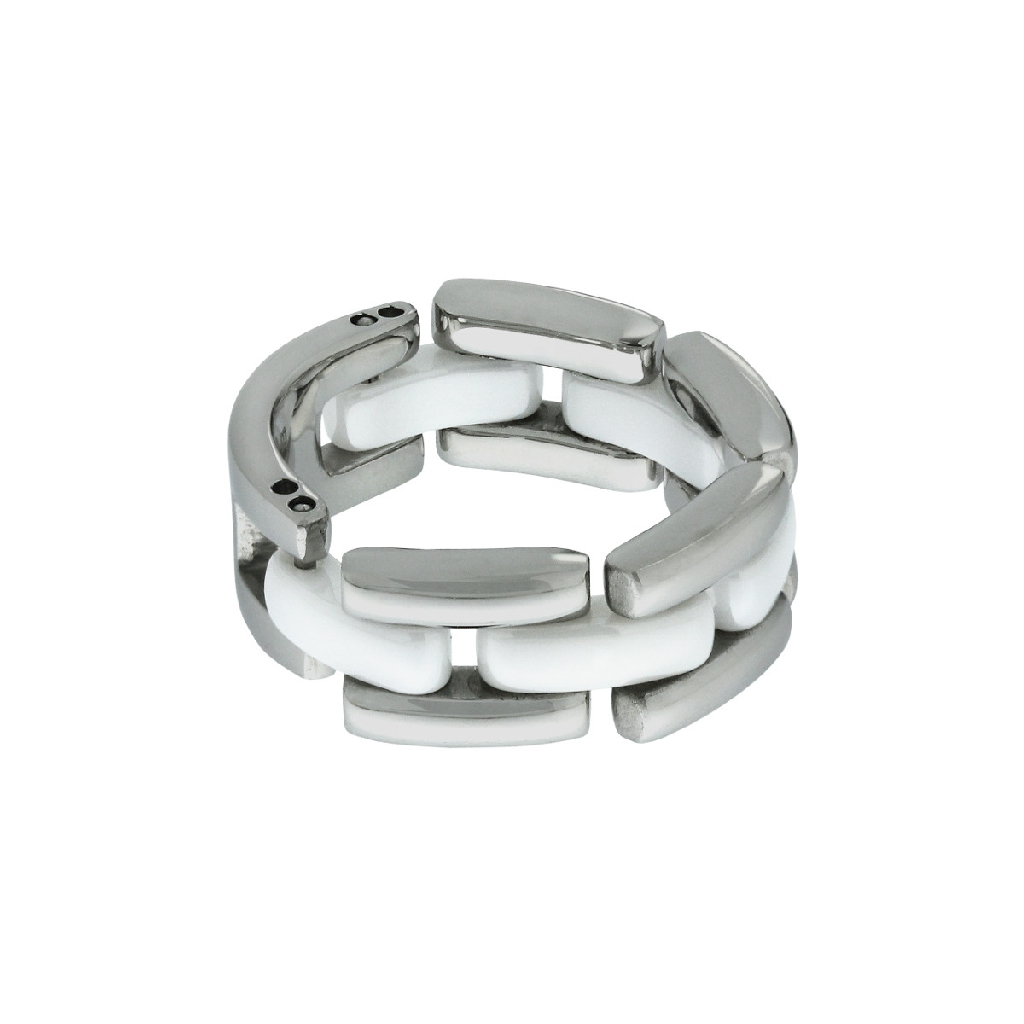 Jonc acier inoxydable, céramique blanche