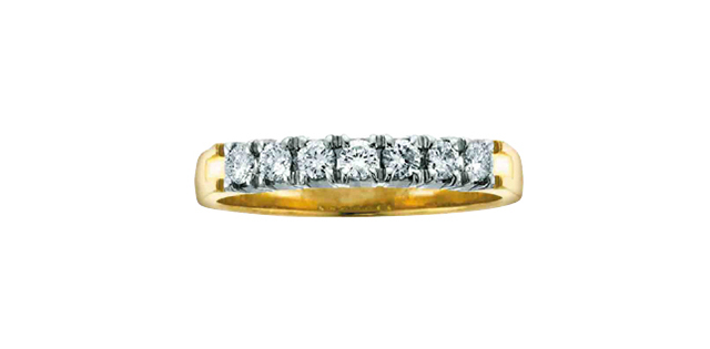 Jonc semi-éternité, or jaune 10 carats, 50 points de diamants total - GM263-50 - Corona