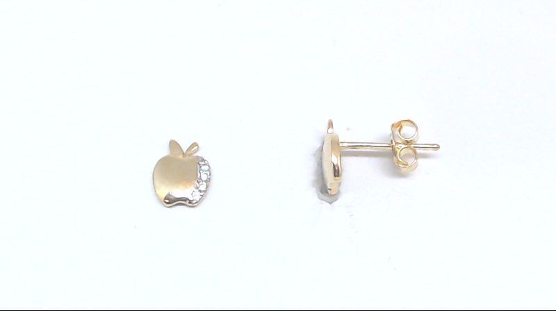 Boucles d'oreilles fixes pommes, or jaune 10 carats, zircons incolores - EAS-3933-J - Exclusivités