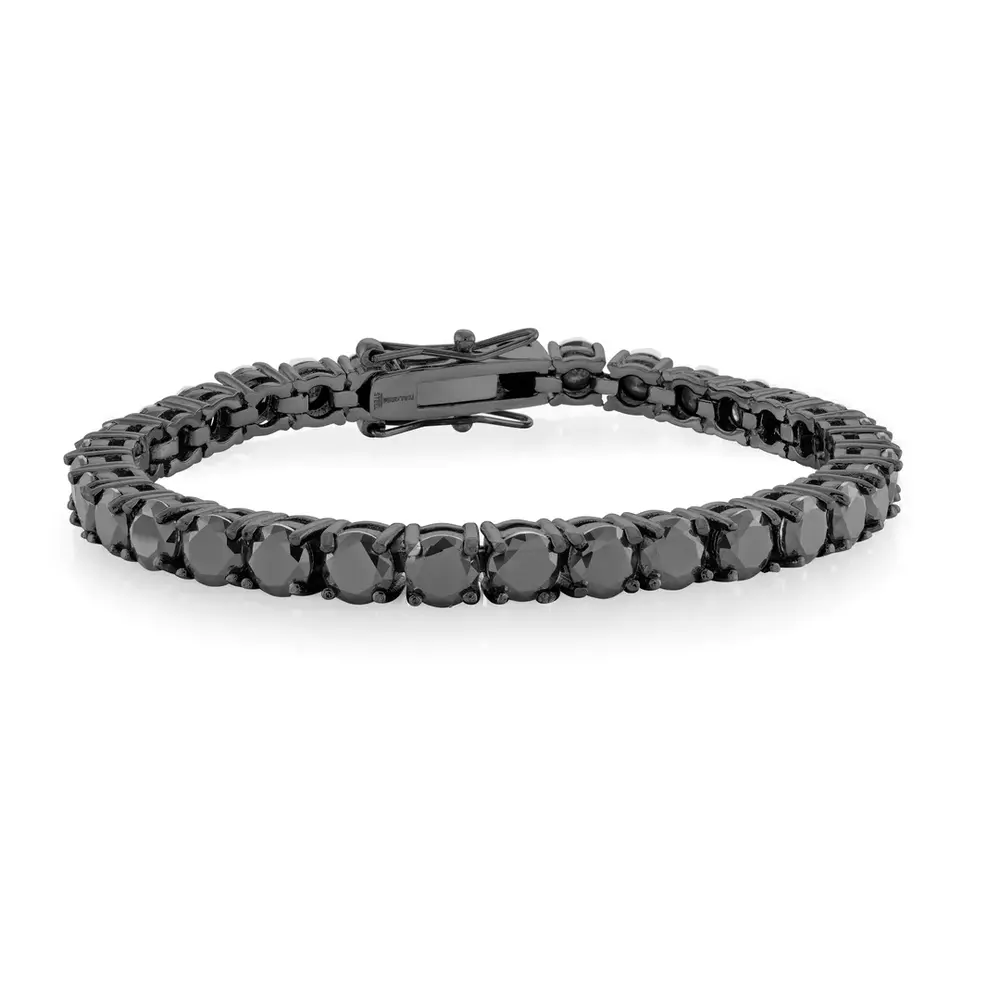 Bracelet tennis, acier noir, zircons noirs, 5 mm Bracelet tennis, acier noir, zircons noirs, 5 mm