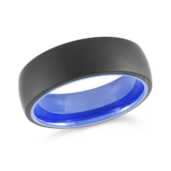 Jonc tungstène 2 tons (noir/bleu), 7 millimètres - TG-040 - Malo