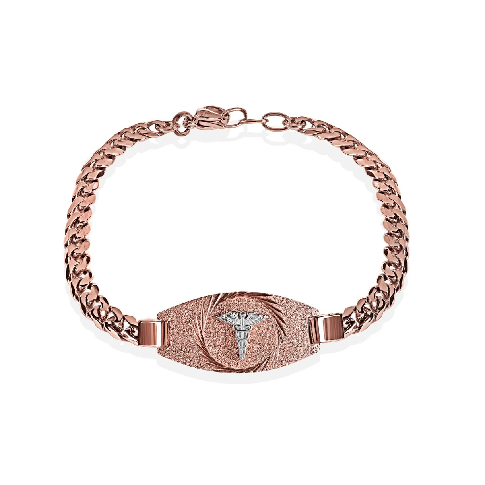 Bracelet médical, acier inoxydable 2 tons (rose/blanc) - SMAB32 - Italgem Steel