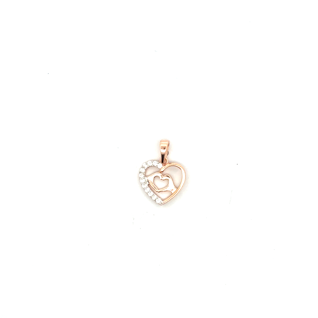 Pendentif coeur, or rose 10 carats, zircons incolores - PALF-744-R - Exclusivités