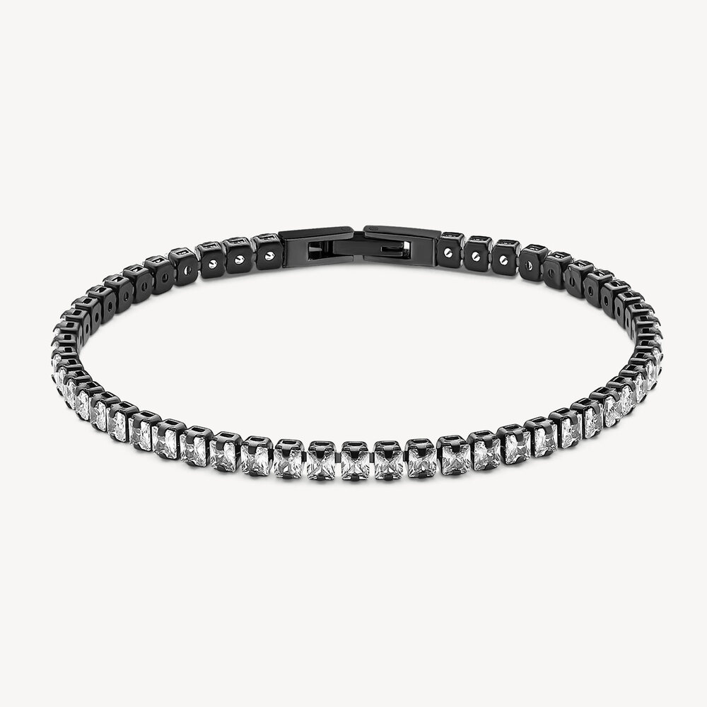 Bracelet tennis avant-garde, acier noir, zircons Bracelet tennis avant-garde, acier noir, zircons