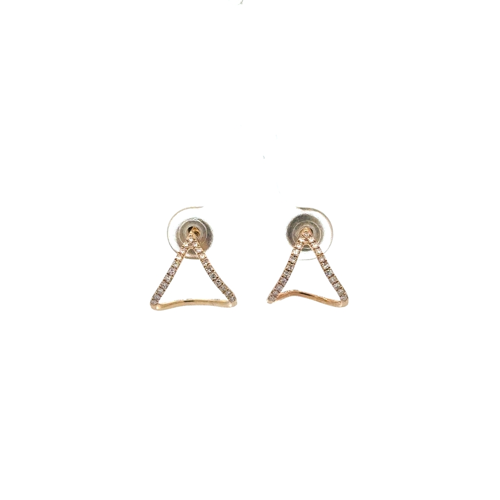 Boucles d’oreilles fixes en or jaune 14 carats avec 15 points de diamants de laboratoire au total