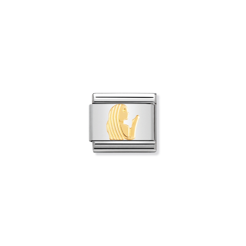 Maille classique zodiaque Vierge, acier inoxydable, finition or jaune 18 carats - 03010406 - NOMINATION