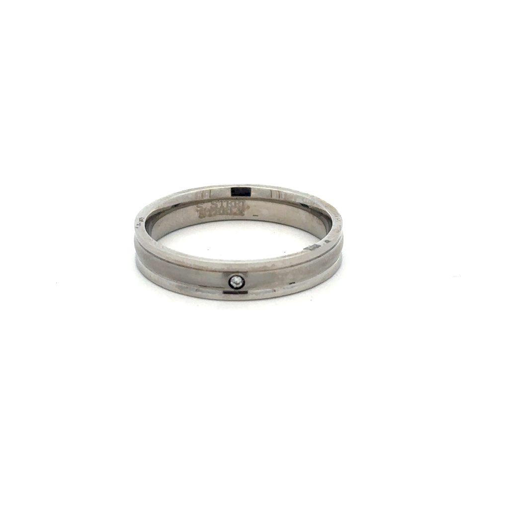 Jonc acier inoxydable, zircon incolore - 170-R339-13 - Steelx