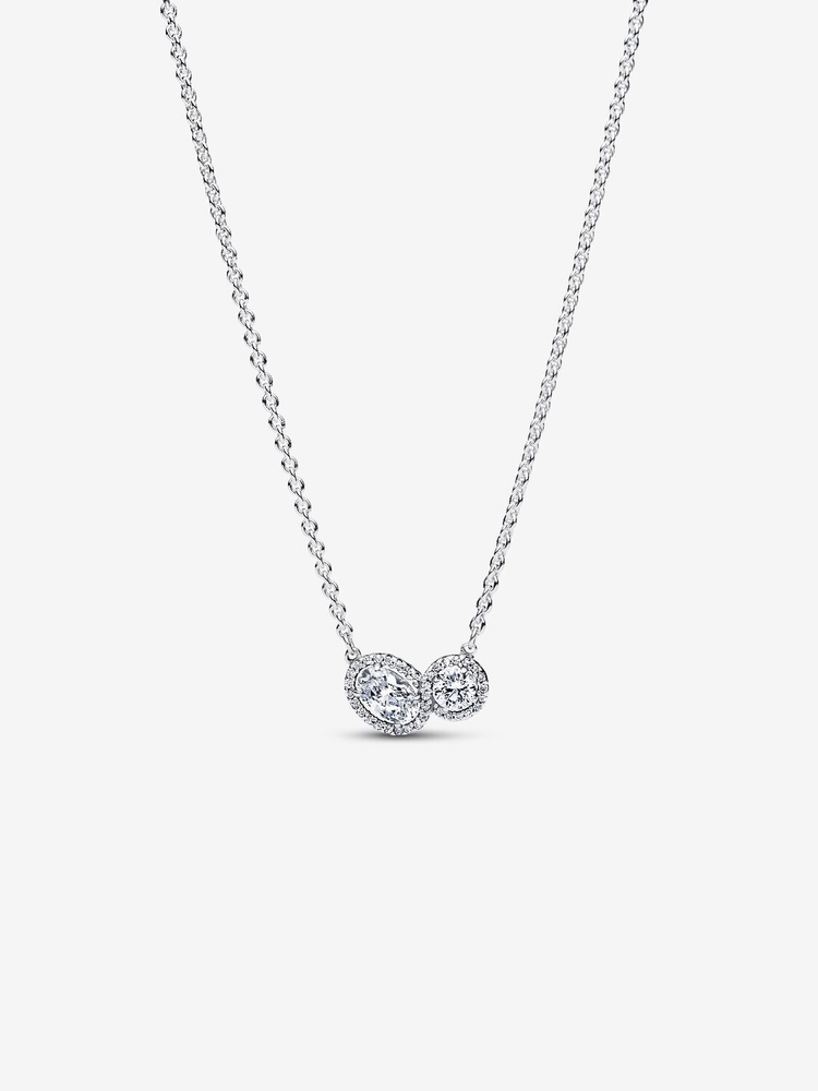 Collier halo enveloppant, argent, zircons incolores - 393776C01-45 - Pandora