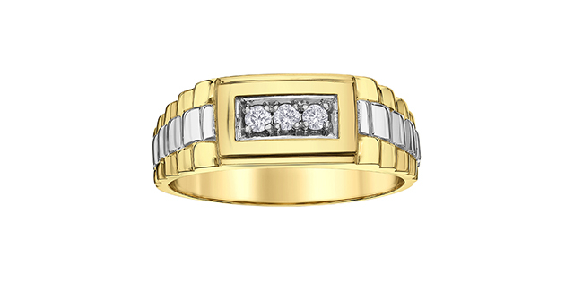 Bague or 2 tons (jaune/blanc) 10 carats, 12 points de diamants total - DD8224YW12 - Corona