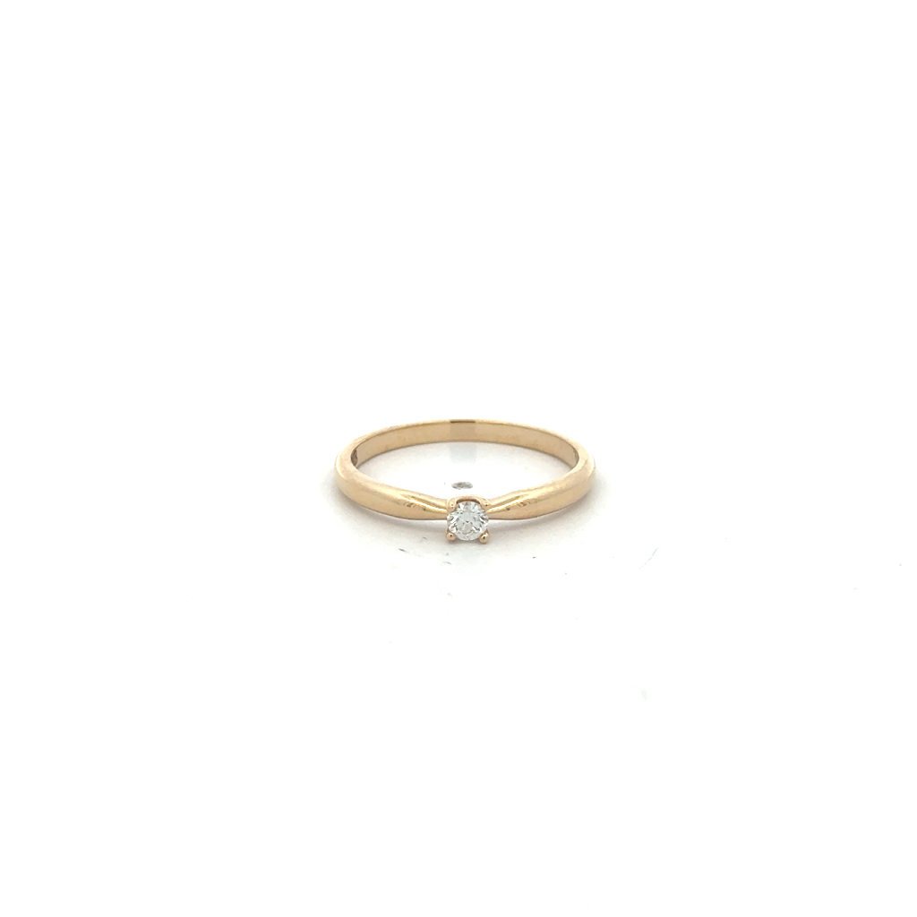 Bague solitaire, or jaune 14 carats, diamant de 10 points, SI/FG