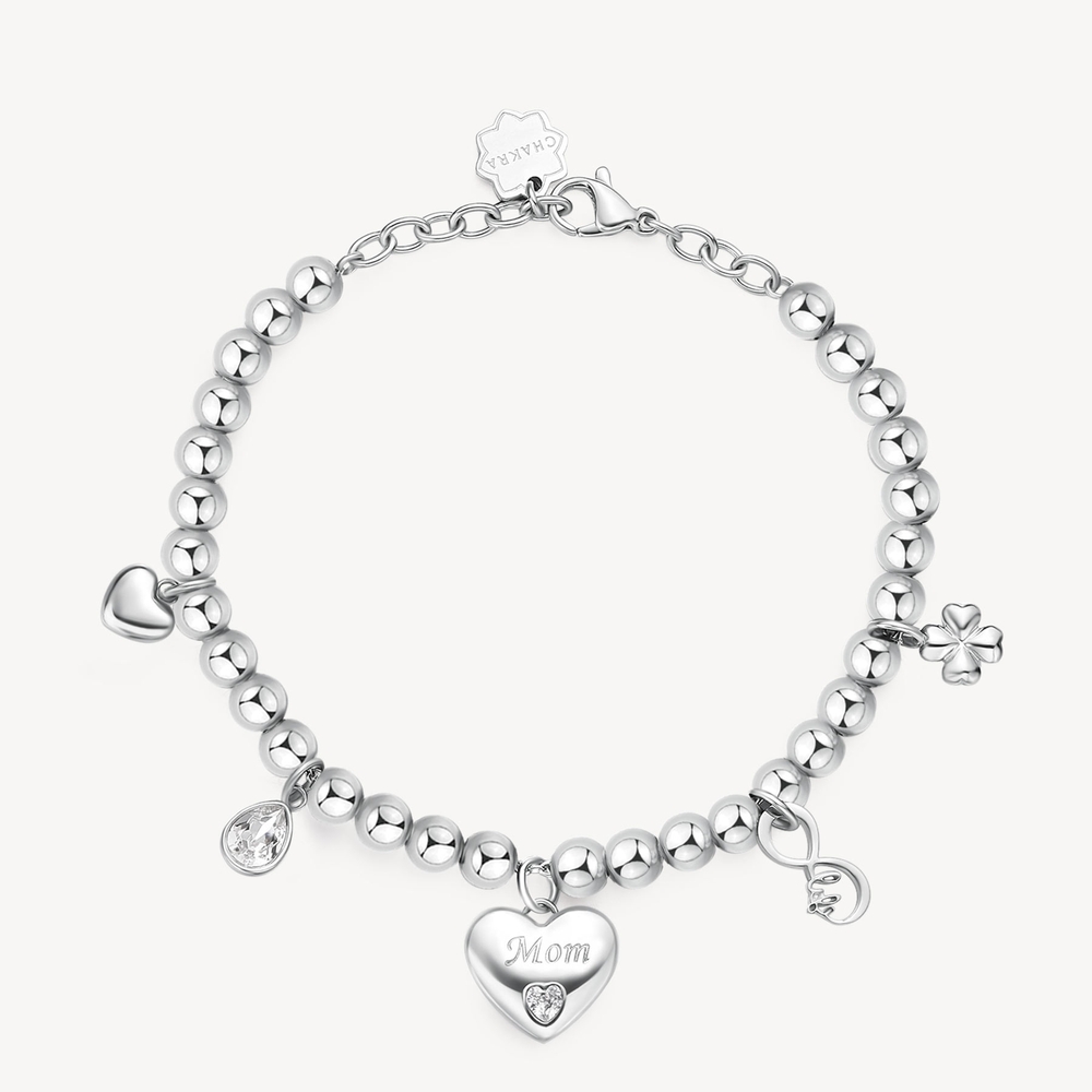 Bracelet coeur Mom, acier inoxydable, cristaux incolores - BHKB165 - Brosway Italia