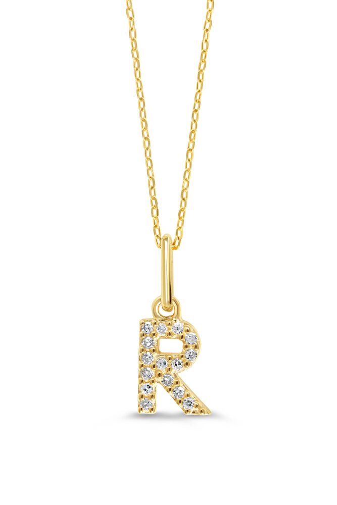 Pendentif R, or jaune, 5 pts dia tot - IC3000-R - Exclusivités