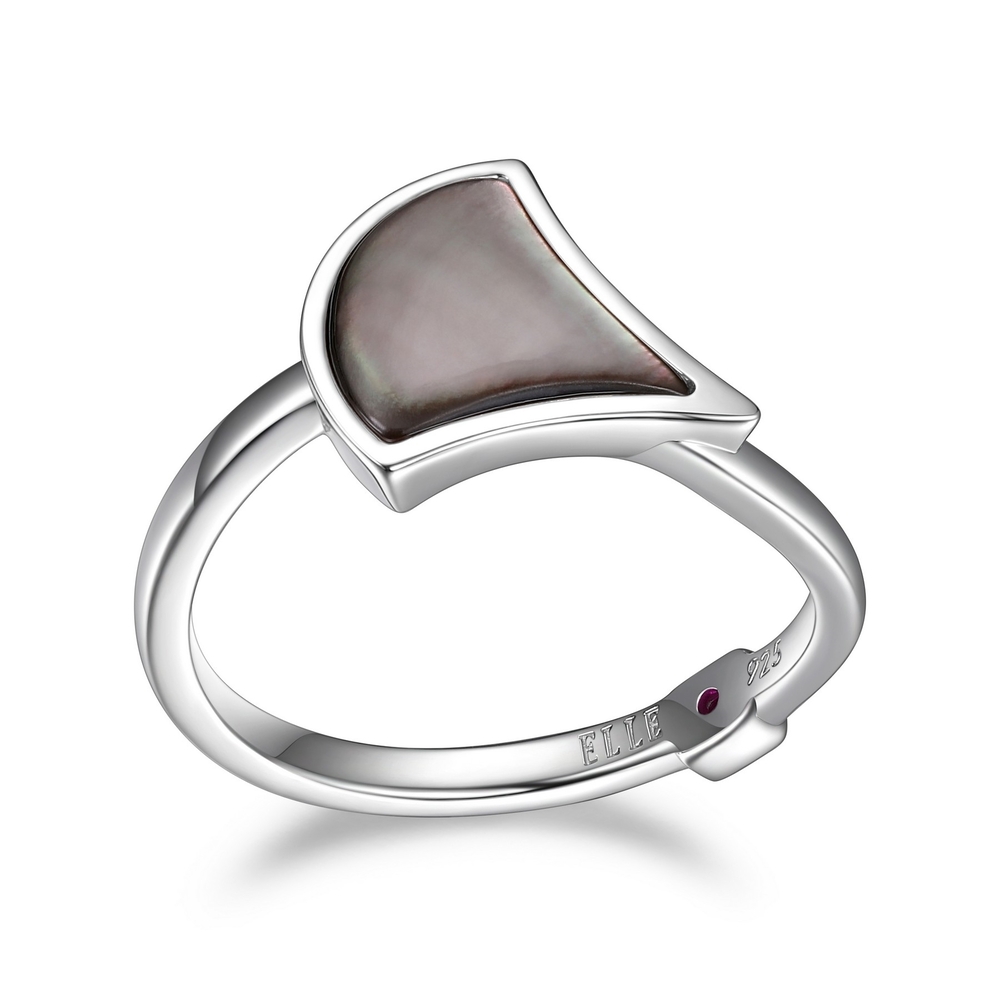 Bague argent rhodié, nacre perle noir - R4LABZA9A8 - Elle