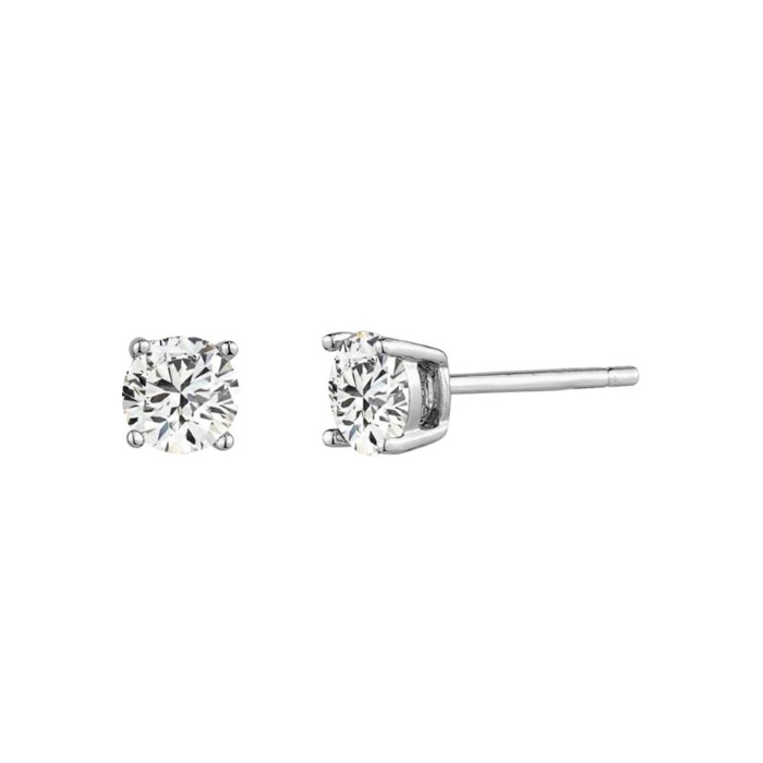 Boucles d'oreilles fixes argent, zircons incolores - E3446 - Création Gl