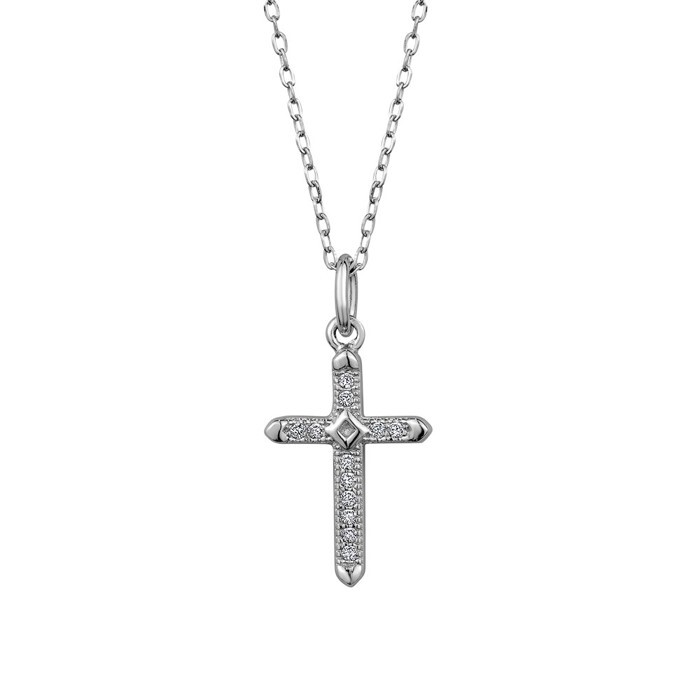 Pendentif croix, argent, zircons incolores - N3438 - Création Gl