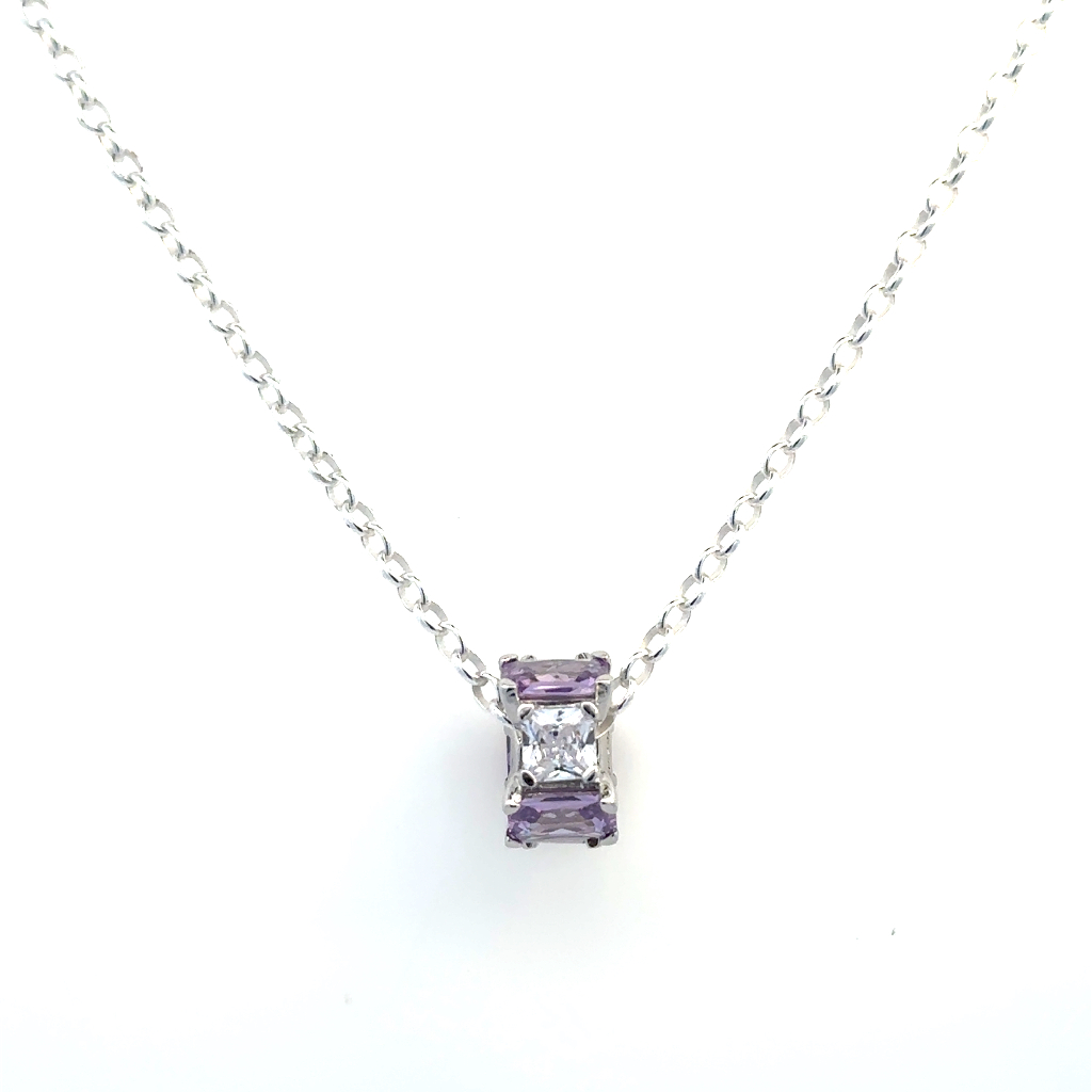 Pendentif argent rhodié, zircons blancs et mauves - FMP02 - Brosway Italia