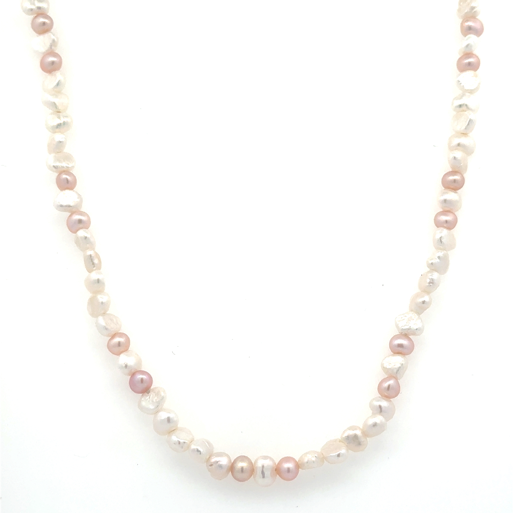 Collier perles, fermoir argent