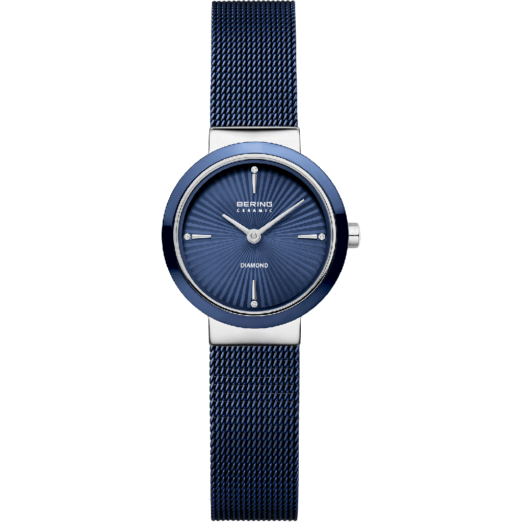 Montre acier inoxydable 2 tons (bleu et blanc), diamant