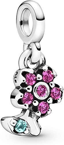 Ma jolie fleur, cristal rouge cerise et vert pandora me
