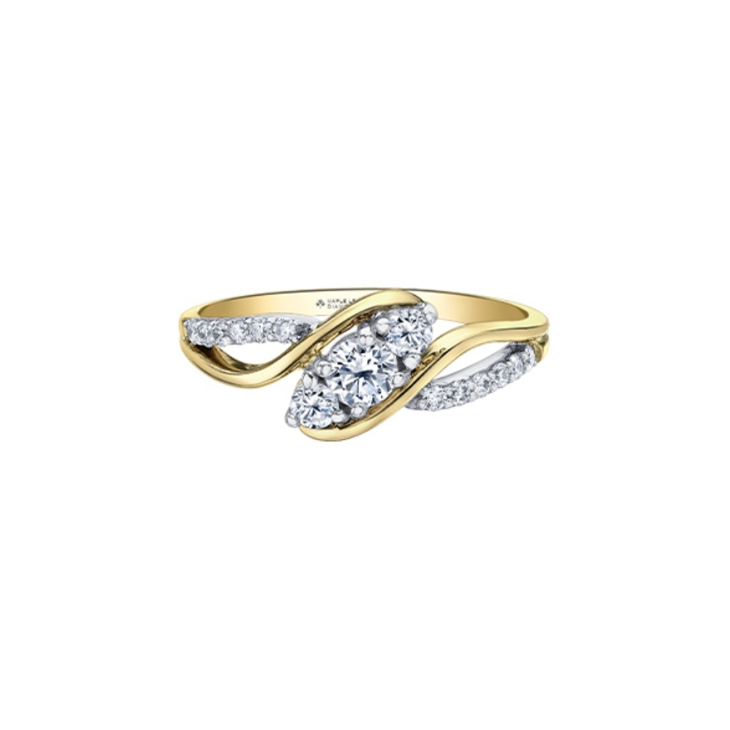 Bague or deux tons 14 K 50 pts diamants - 31340YW-50 - Corona