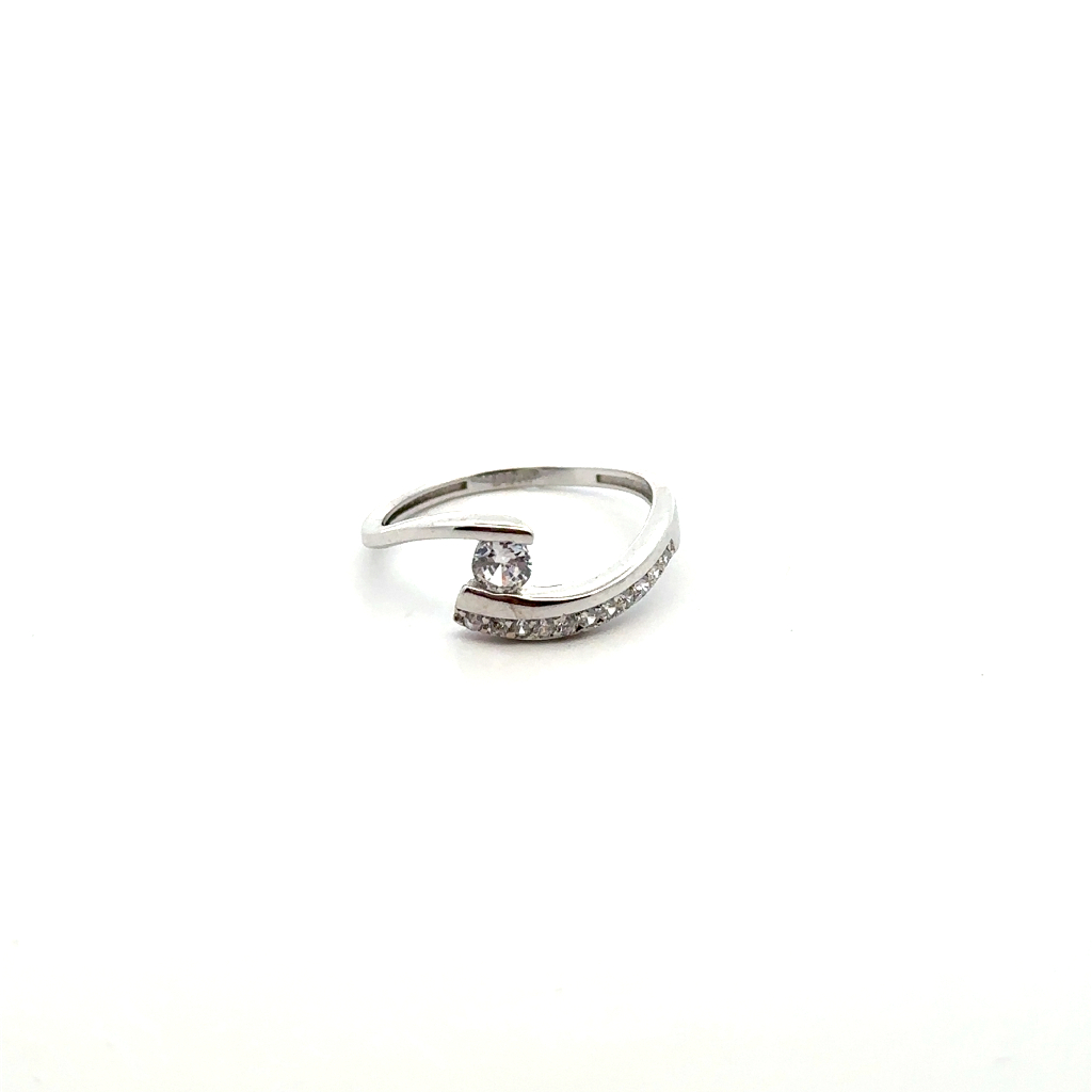 Bague or blanc 10 carats, zircons incolores - RAZ-2295-B - Exclusivités