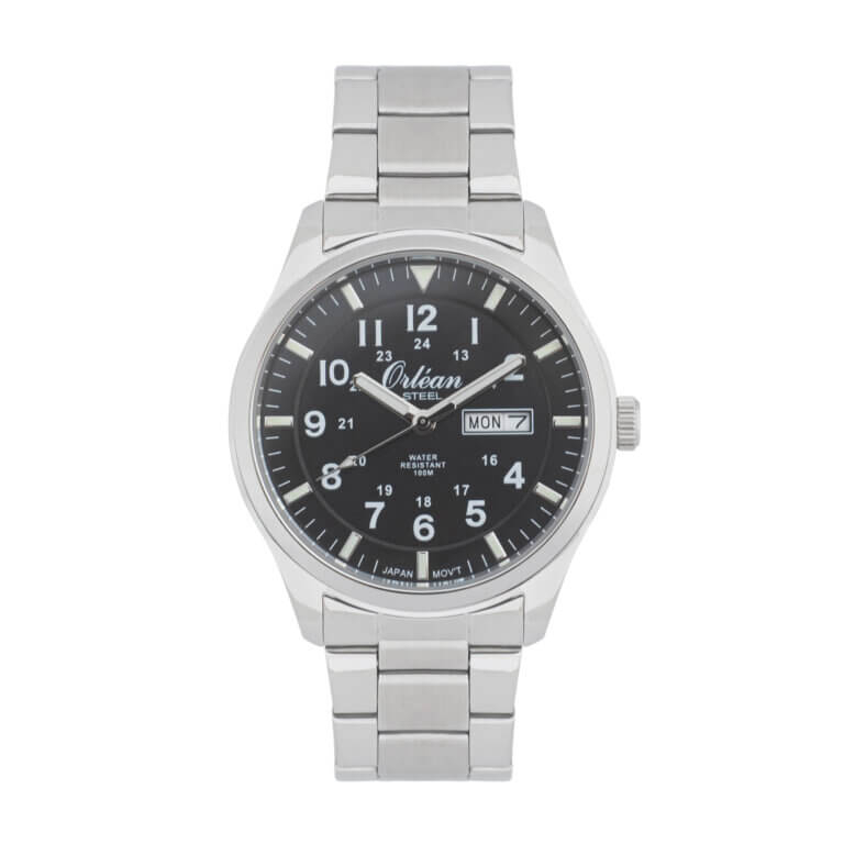 Montre acier inoxydable, fond noir - ME3450 - Orlean