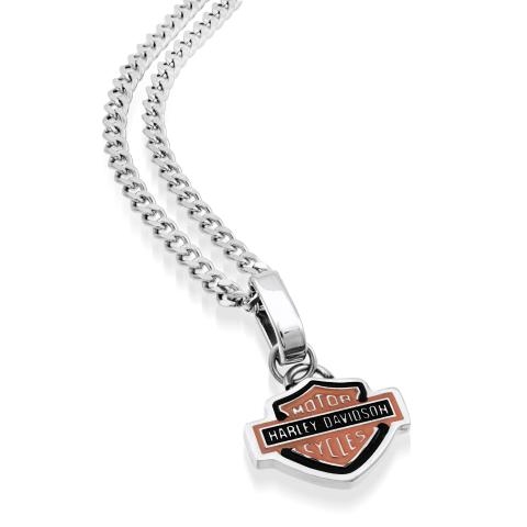 Pendentif Harley Davidson, acier inoxydable 3 tons (blanc,orange et noir)