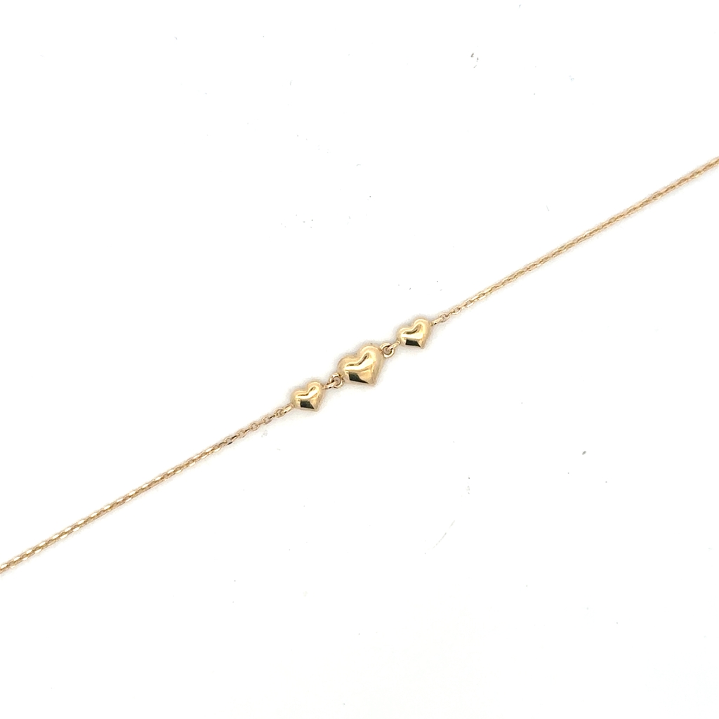 Bracelet coeurs, or jaune 10 carats - PU49399 - Pure Romance